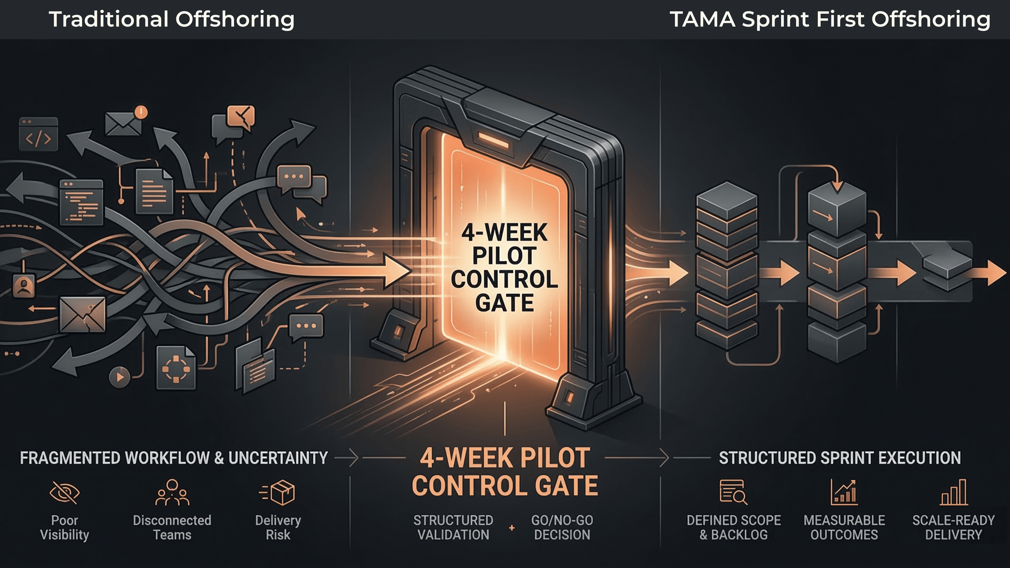 Visuelle Darstellung der Risikoreduktion beim Software Offshoring nach Indien