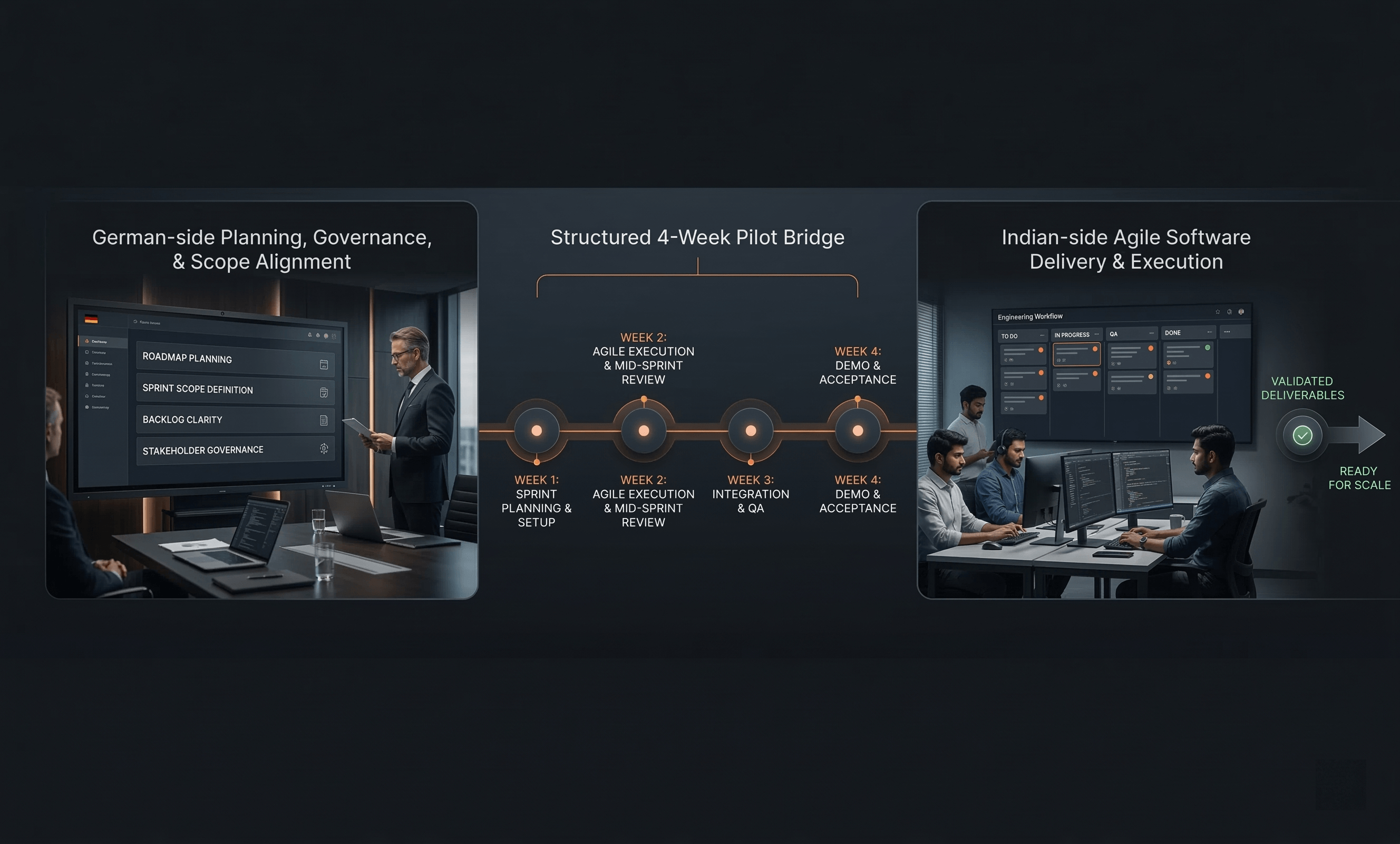 Sprint-First Offshoring Visual – 4-Wochen-Pilot für Software Offshoring in Indien